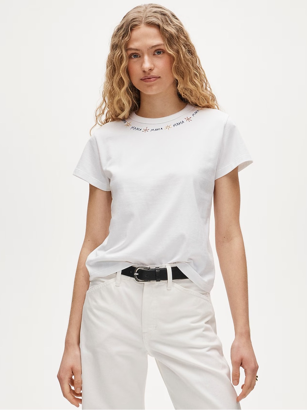 J Crew Boyfriend jersey classic-fit embroidered "Mama" T-shirt